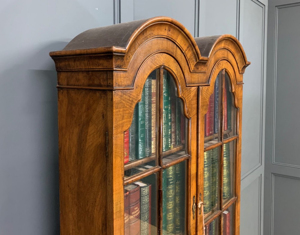 Dome Topped Burr Walnut Bureau Bookcase View XX