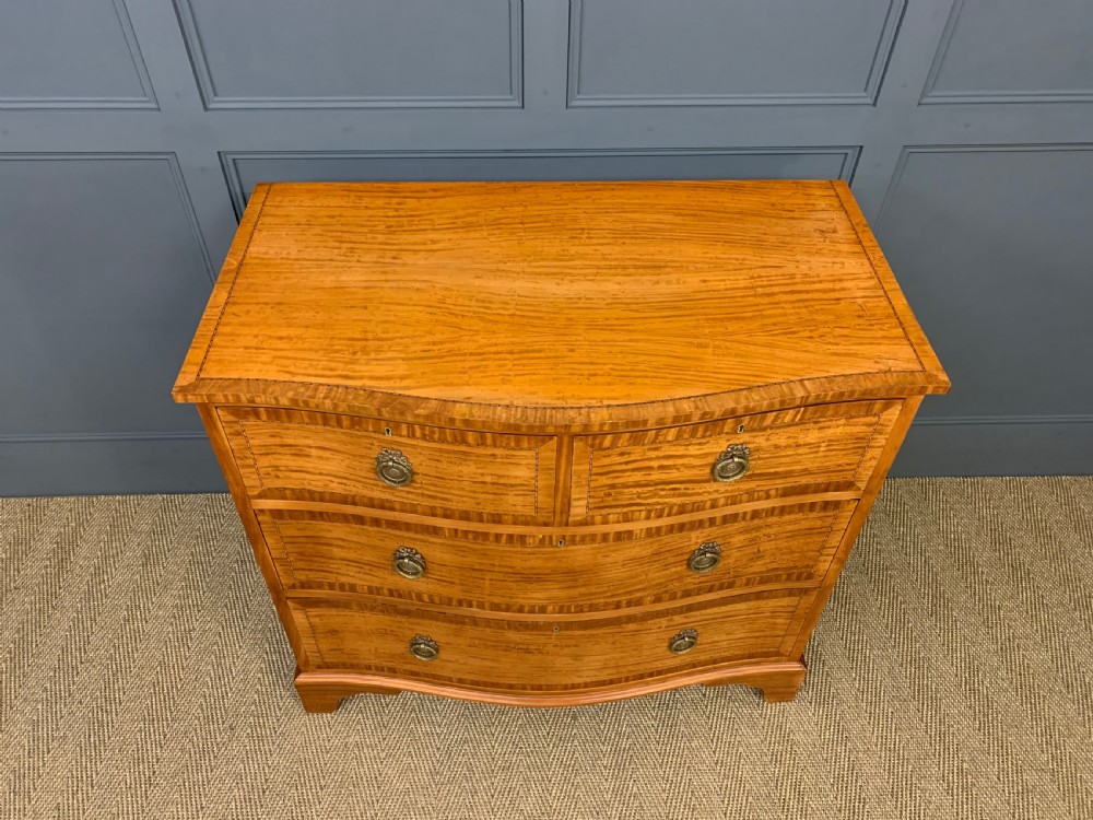 Inlaid Satinwood Serpentine Fronted Chest of Drawers View II