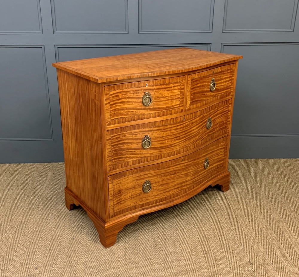Inlaid Satinwood Serpentine Fronted Chest of Drawers View III