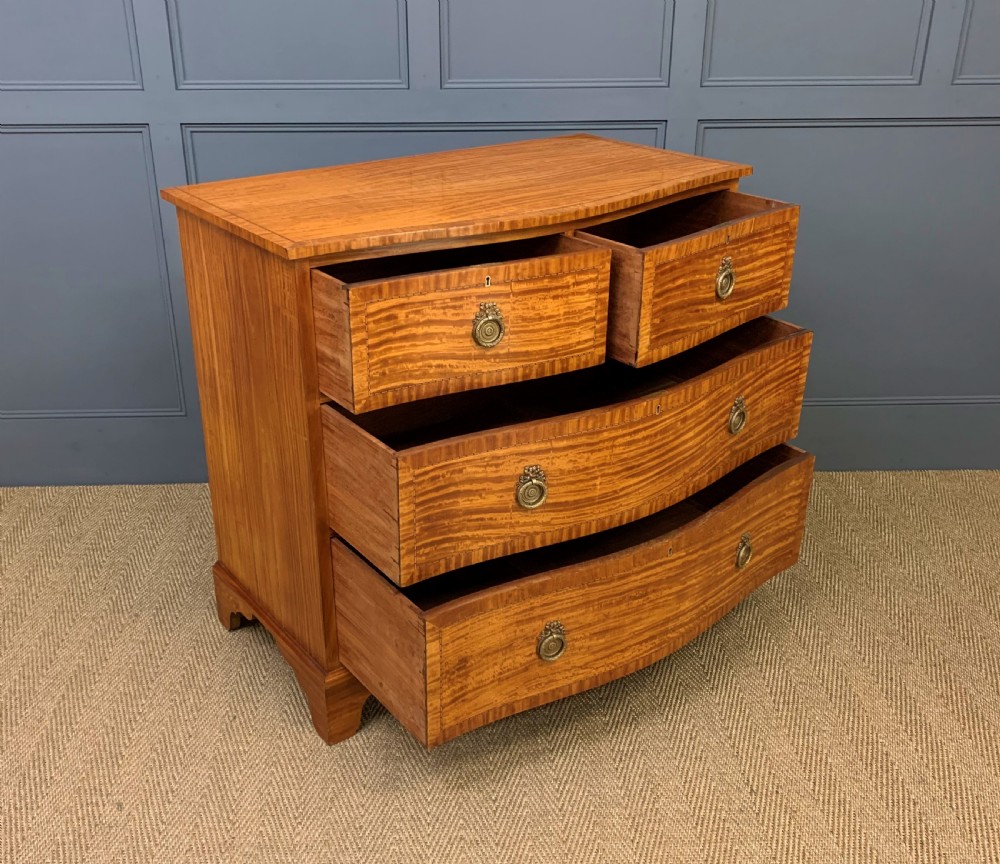 Inlaid Satinwood Serpentine Fronted Chest of Drawers View IV