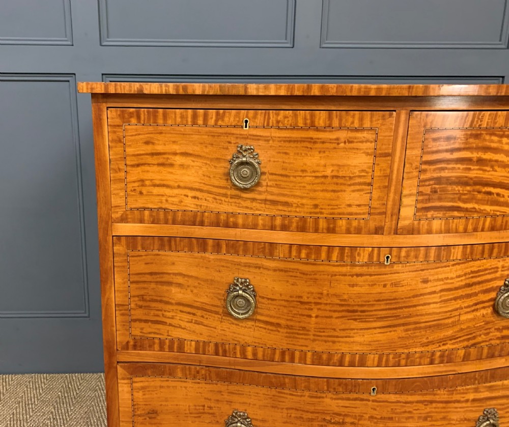 Inlaid Satinwood Serpentine Fronted Chest of Drawers View IX