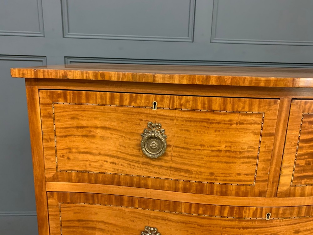 Inlaid Satinwood Serpentine Fronted Chest of Drawers View XI
