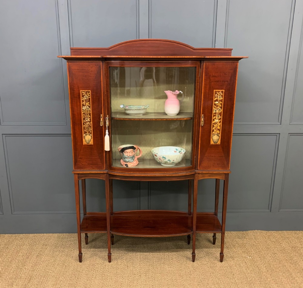 Inlaid Mahogany Arts and Crafts Display Cabinet