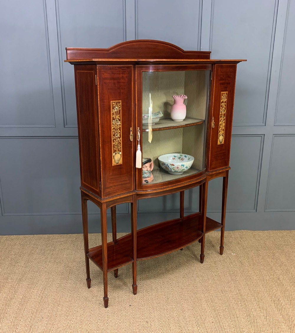 Inlaid Mahogany Arts and Crafts Display Cabinet View IV