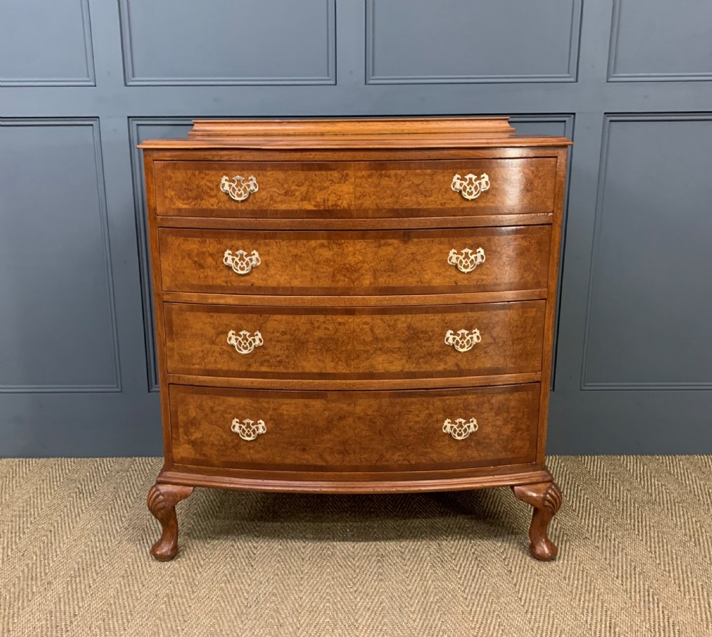 Bow Fronted Burr Walnut Chest by Maple and Co View VI