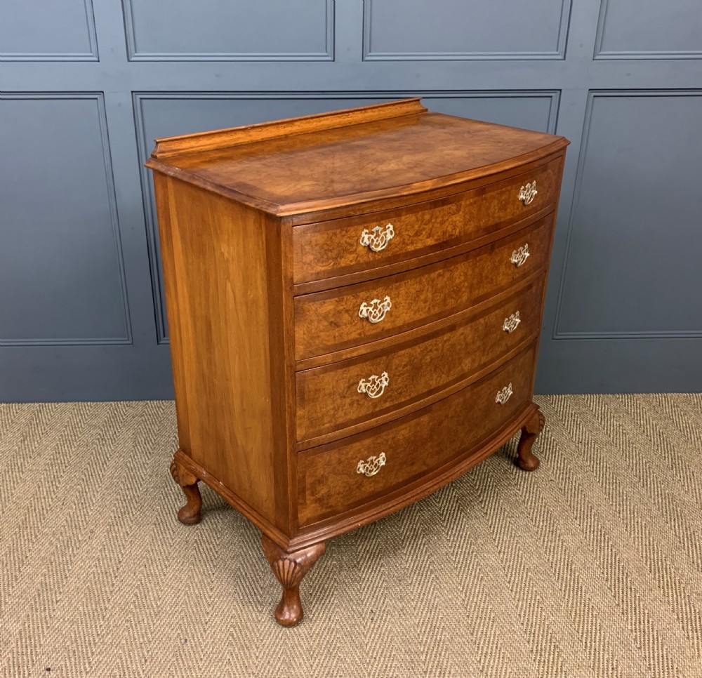 Bow Fronted Burr Walnut Chest by Maple and Co View VIII