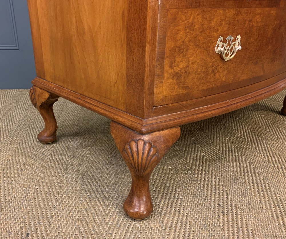 Bow Fronted Burr Walnut Chest by Maple and Co View X