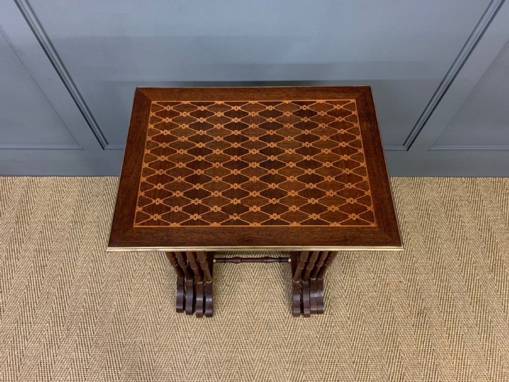 Nest of 4 Marquetry Inlaid Tables View III