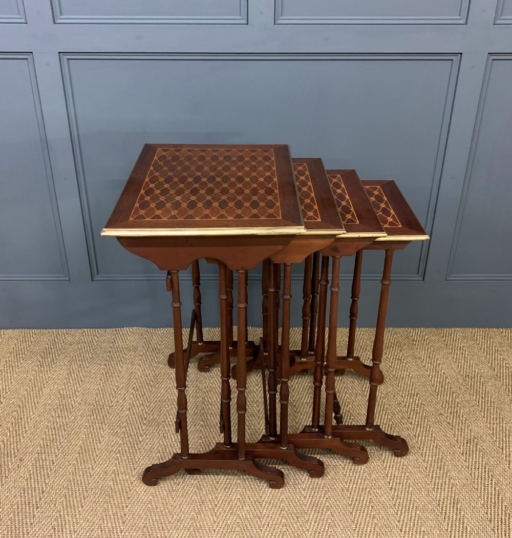 Nest of 4 Marquetry Inlaid Tables View VII