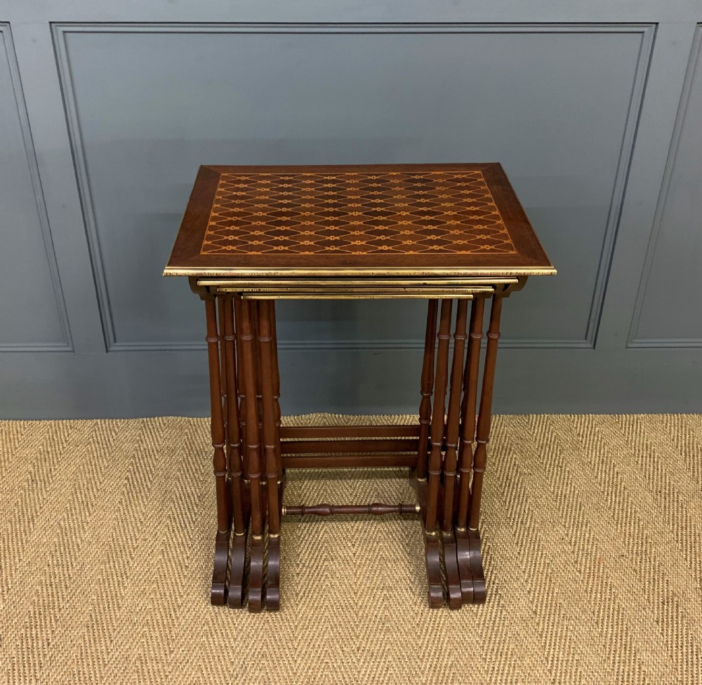 Nest of 4 Marquetry Inlaid Tables View VIII
