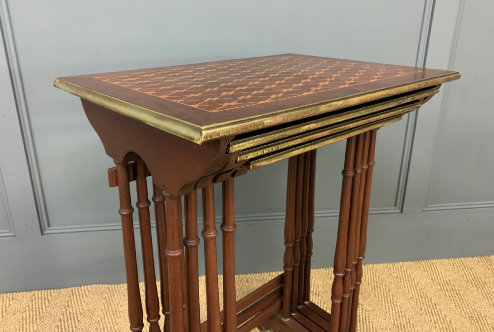 Nest of 4 Marquetry Inlaid Tables View XI
