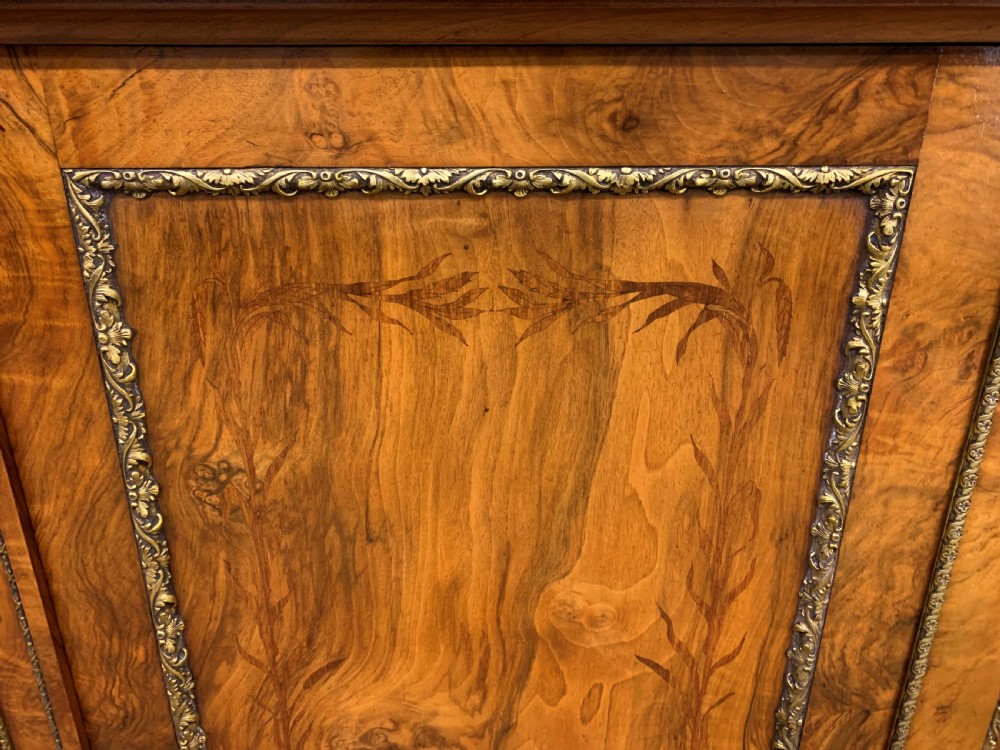 Large Victorian Burr Walnut Breakfront Bookcase View II