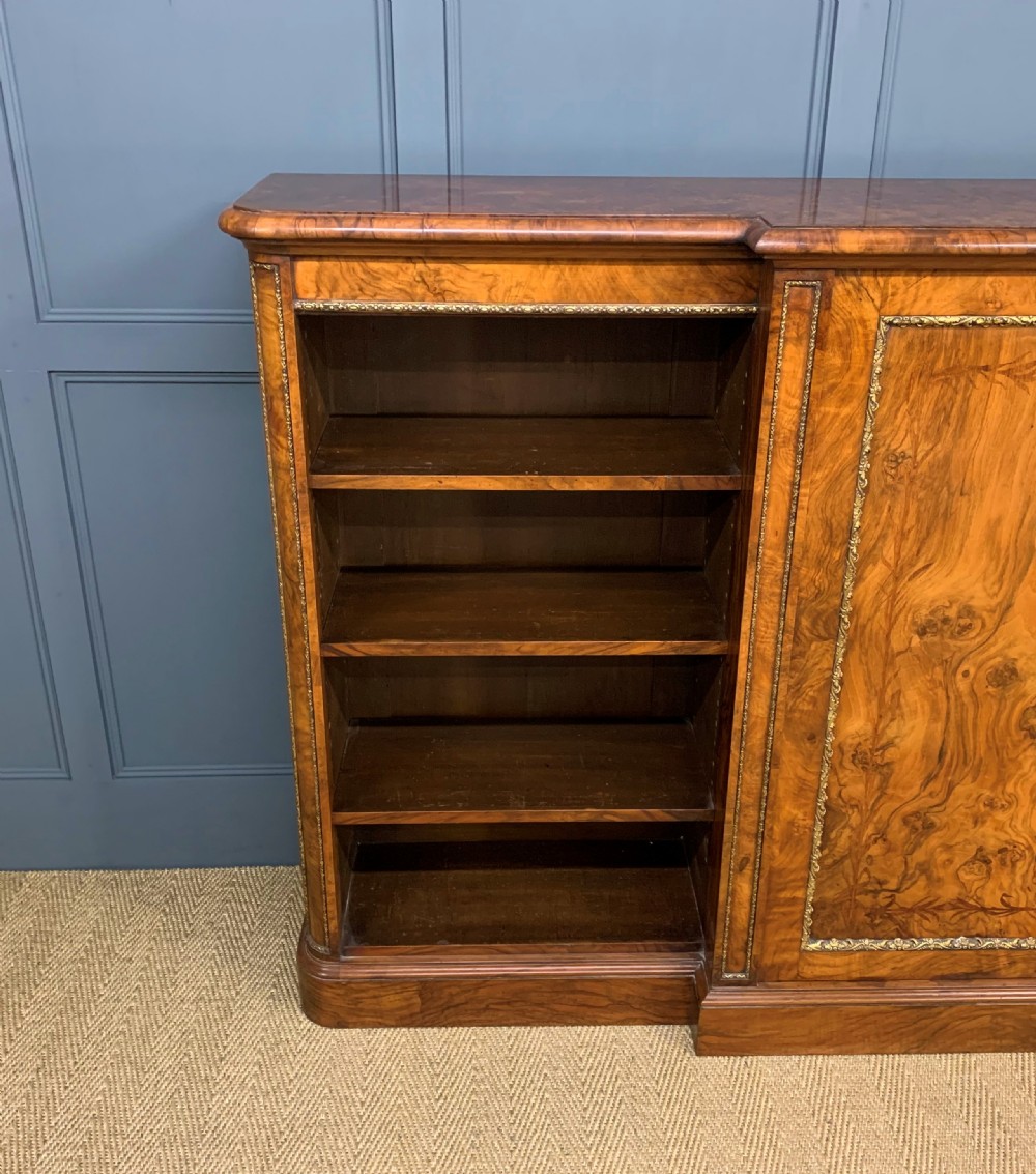 Large Victorian Burr Walnut Breakfront Bookcase View VII