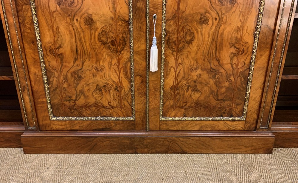 Large Victorian Burr Walnut Breakfront Bookcase View IX