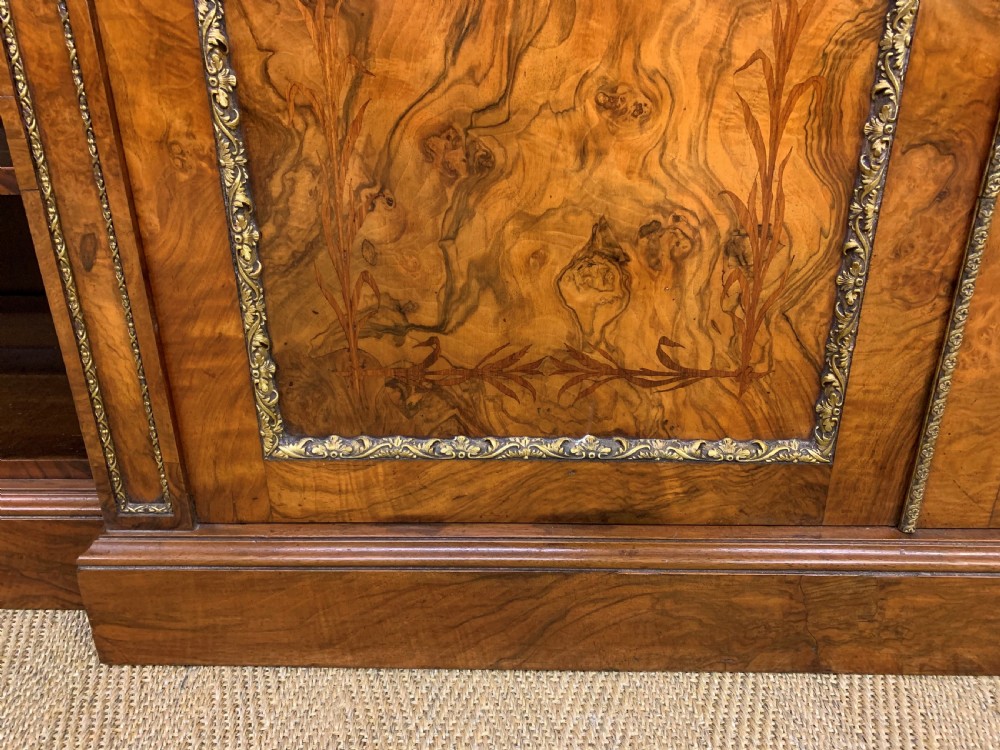 Large Victorian Burr Walnut Breakfront Bookcase View X