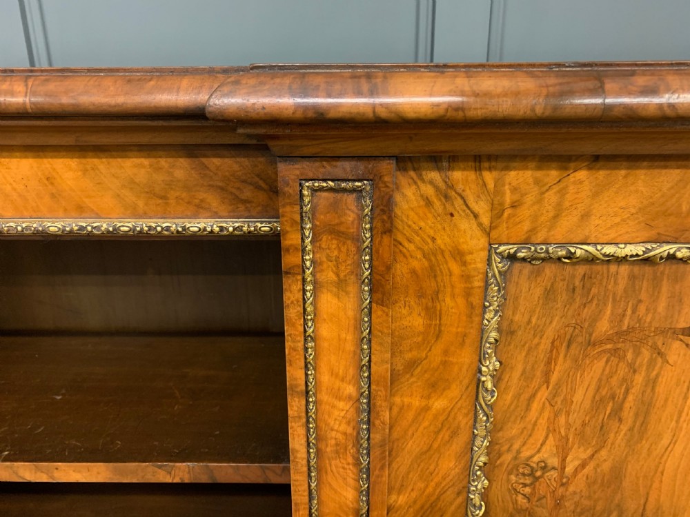 Large Victorian Burr Walnut Breakfront Bookcase View XII