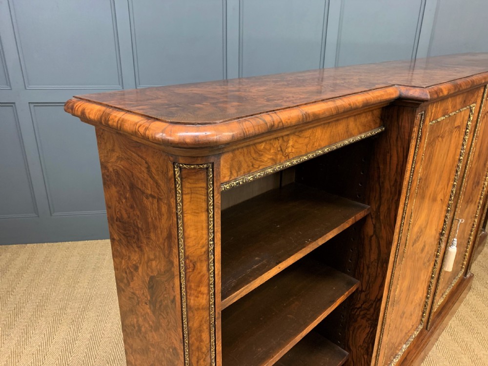 Large Victorian Burr Walnut Breakfront Bookcase View XIV