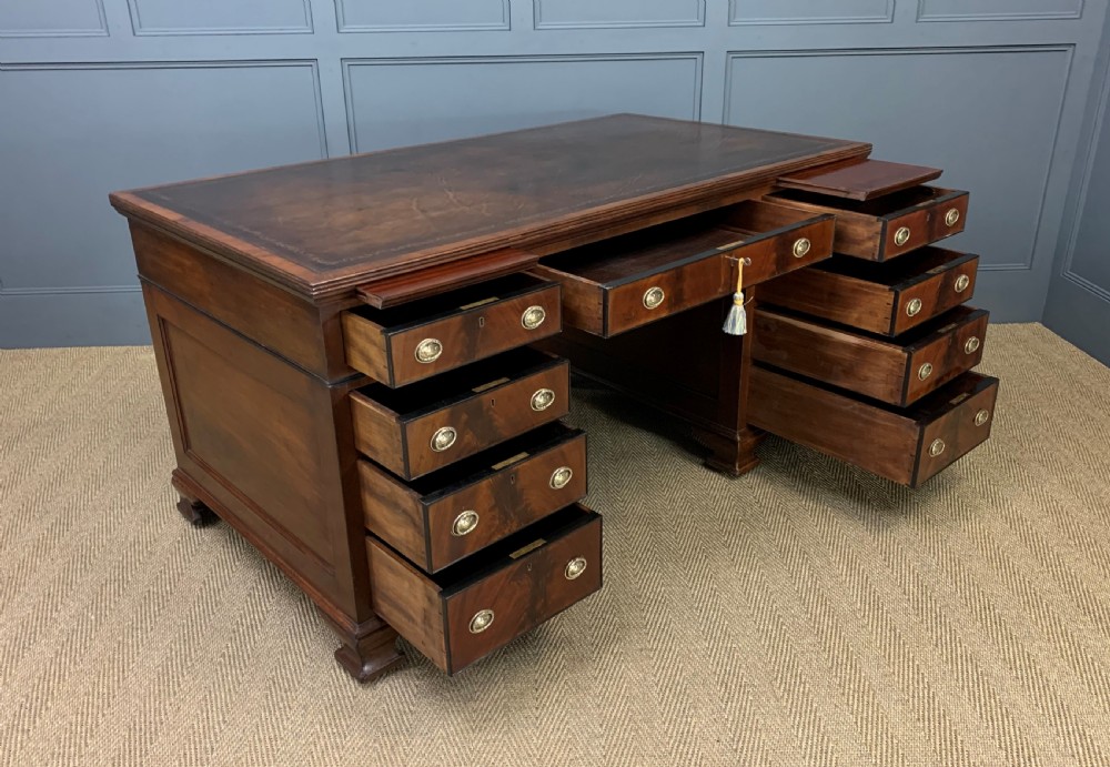 Flame Mahogany Pedestal Desk by Maple and Co View IV