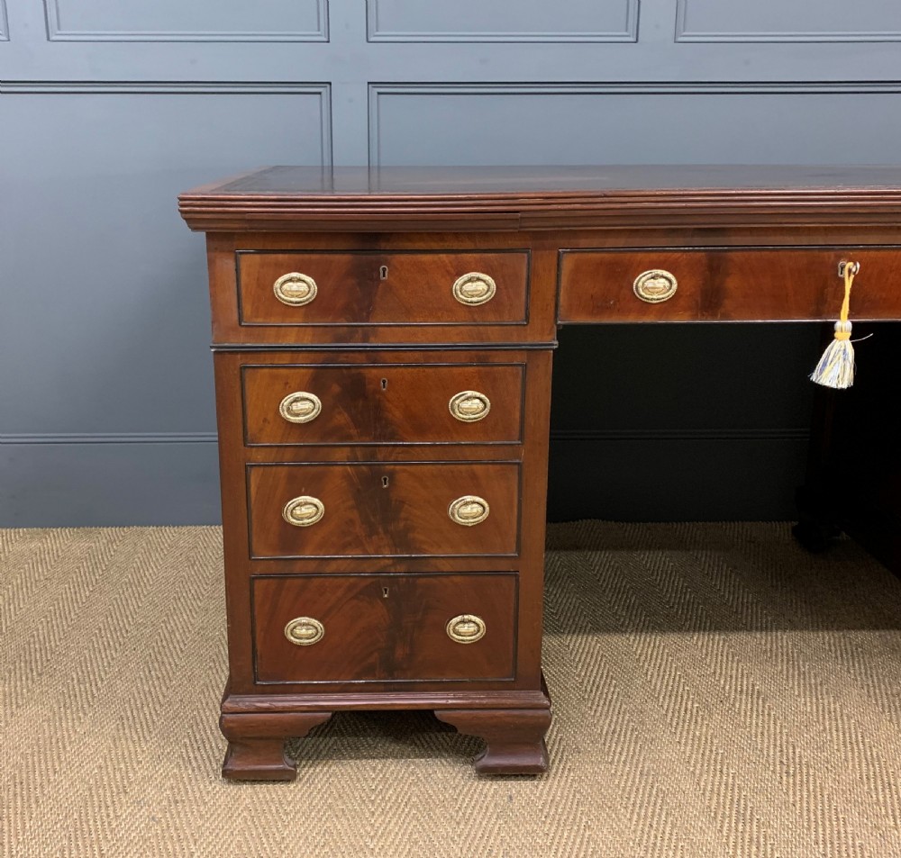 Flame Mahogany Pedestal Desk by Maple and Co View VII