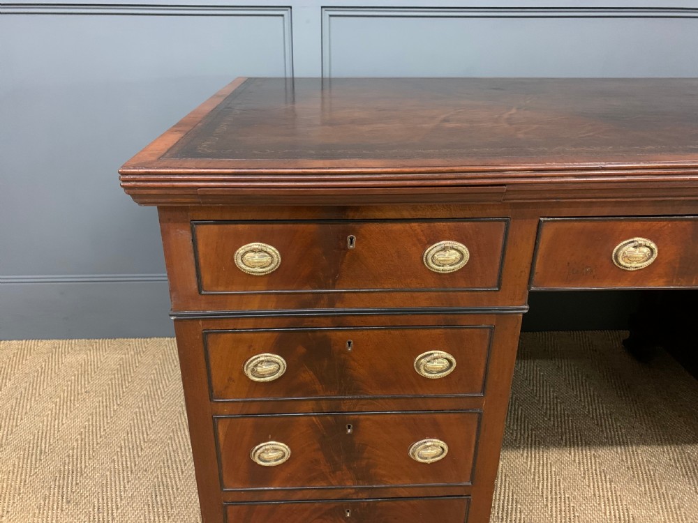 Flame Mahogany Pedestal Desk by Maple and Co View IX