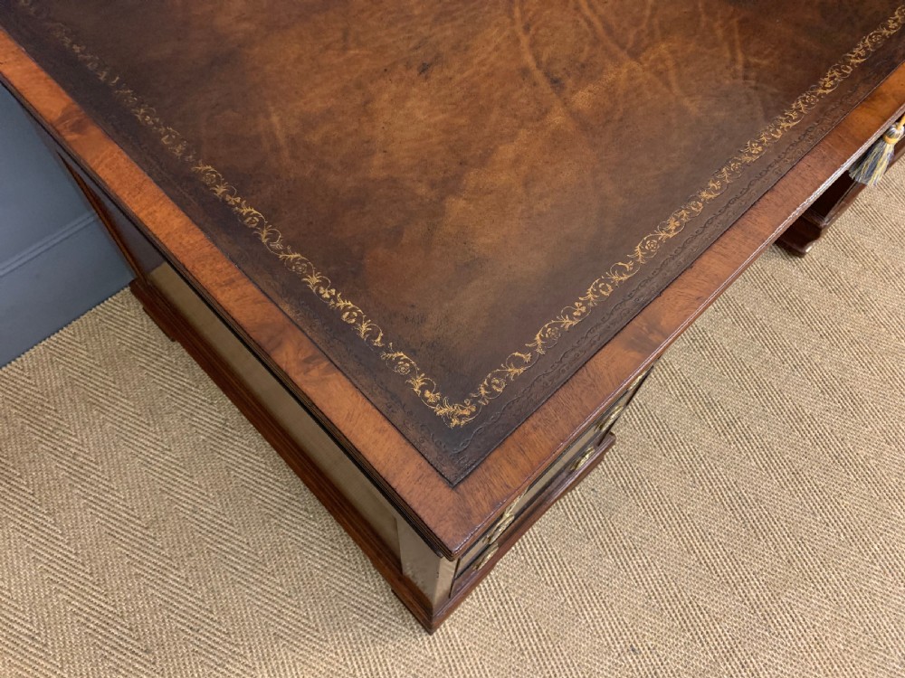 Flame Mahogany Pedestal Desk by Maple and Co View X