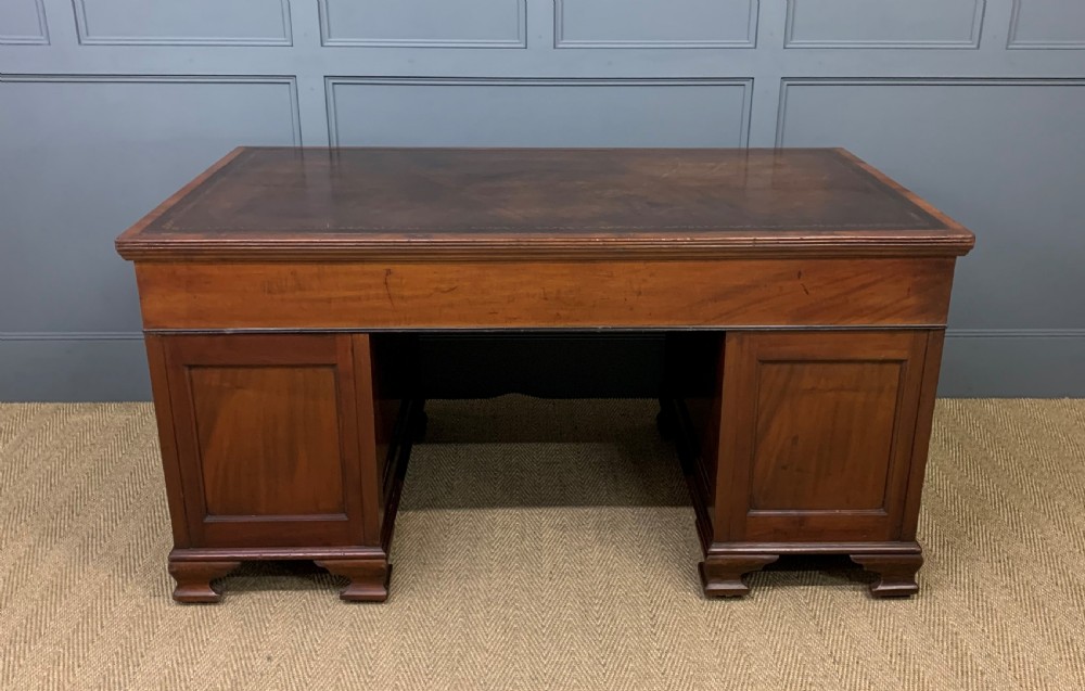 Flame Mahogany Pedestal Desk by Maple and Co View XVI