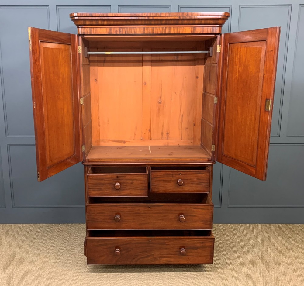 Victorian Figured Mahogany Linen Press View II