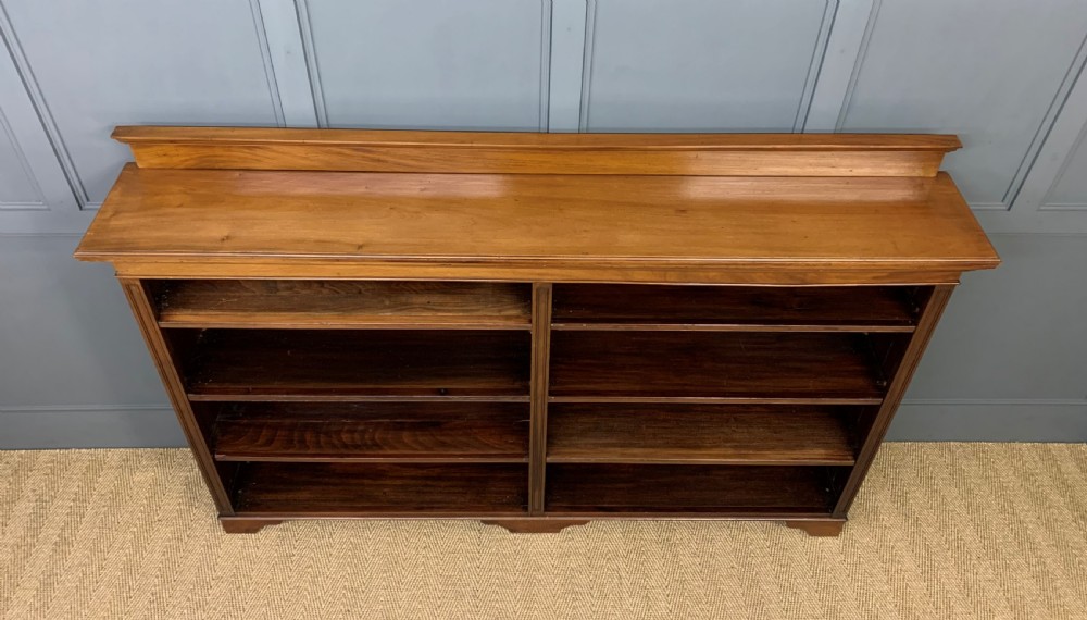 Long Victorian Walnut Open Bookcase View II
