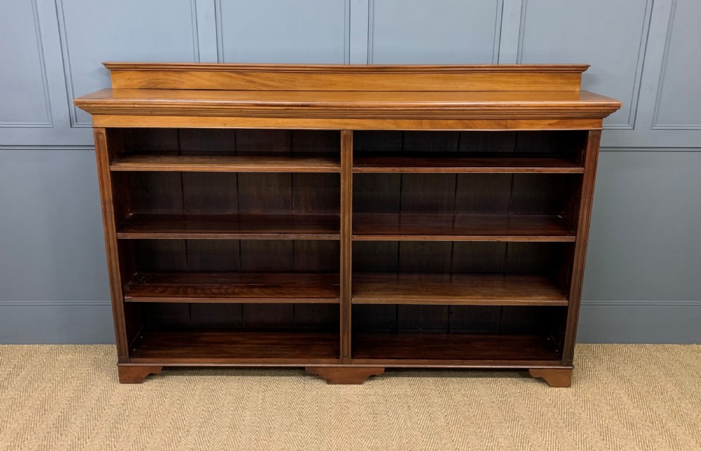 Long Victorian Walnut Open Bookcase View VI