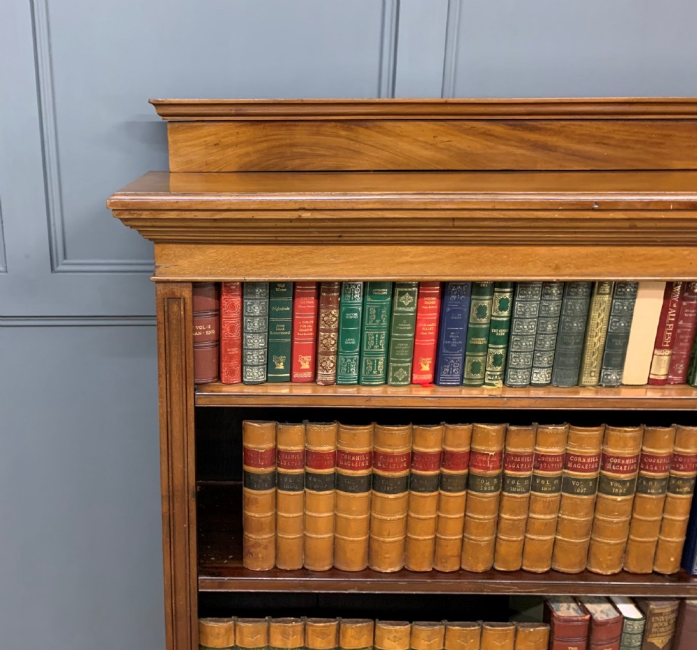 Long Victorian Walnut Open Bookcase View VII