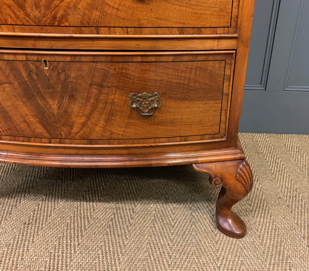 Burr Walnut Bow Fronted Chest on Chest by Waring and Gillow View IX