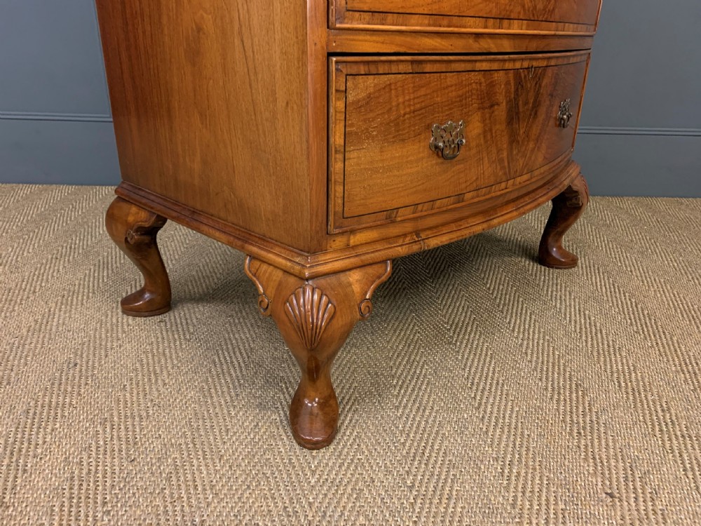 Burr Walnut Bow Fronted Chest on Chest by Waring and Gillow View XII