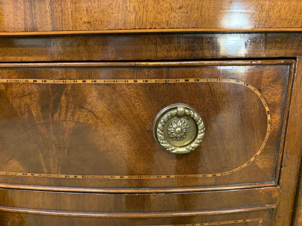 Sheraton Revival Serpentine Inlaid Mahogany Side Table View IX