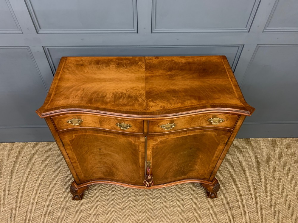 Serpentine Fronted Burr Walnut Side Cabinet View II