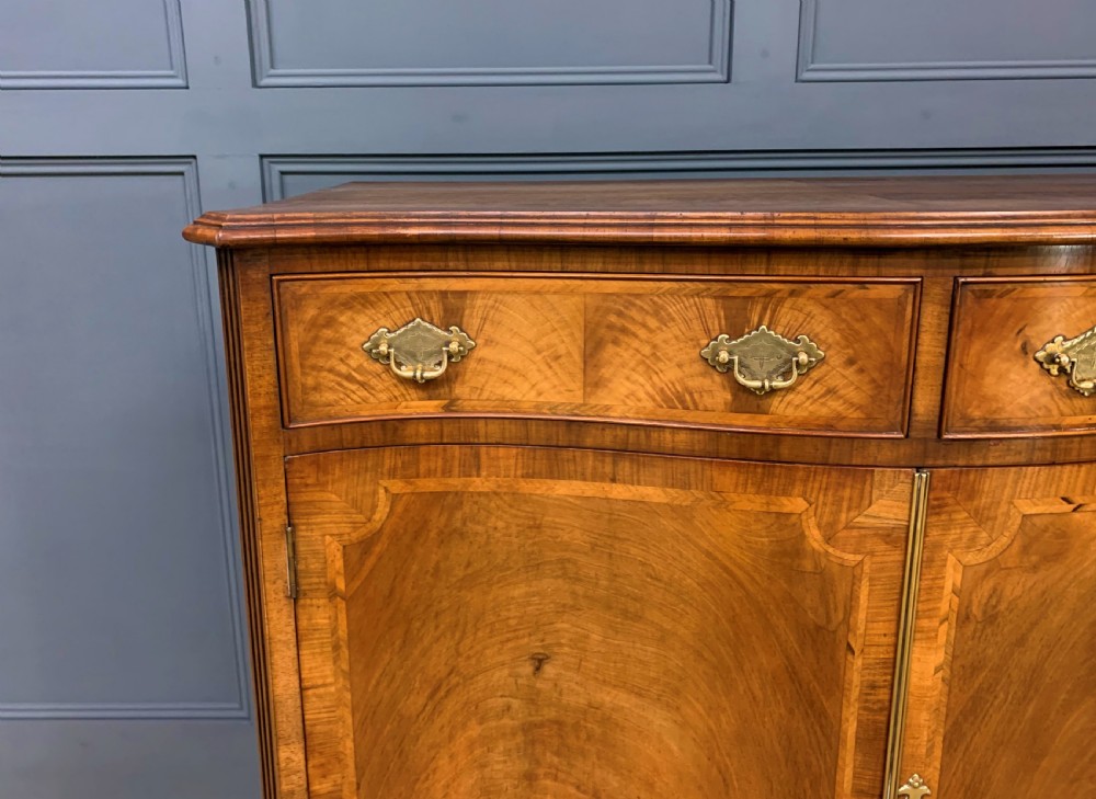 Serpentine Fronted Burr Walnut Side Cabinet View VII