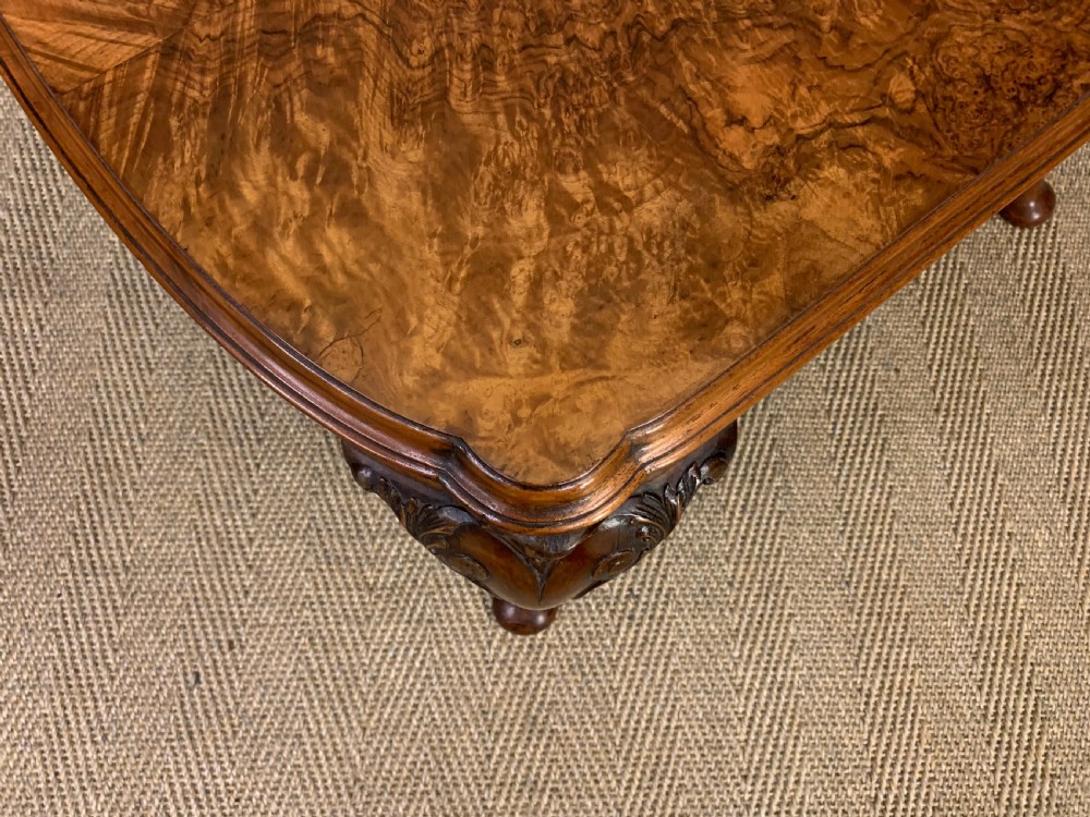 Queen Anne Style Burr Walnut Coffee Table View VII