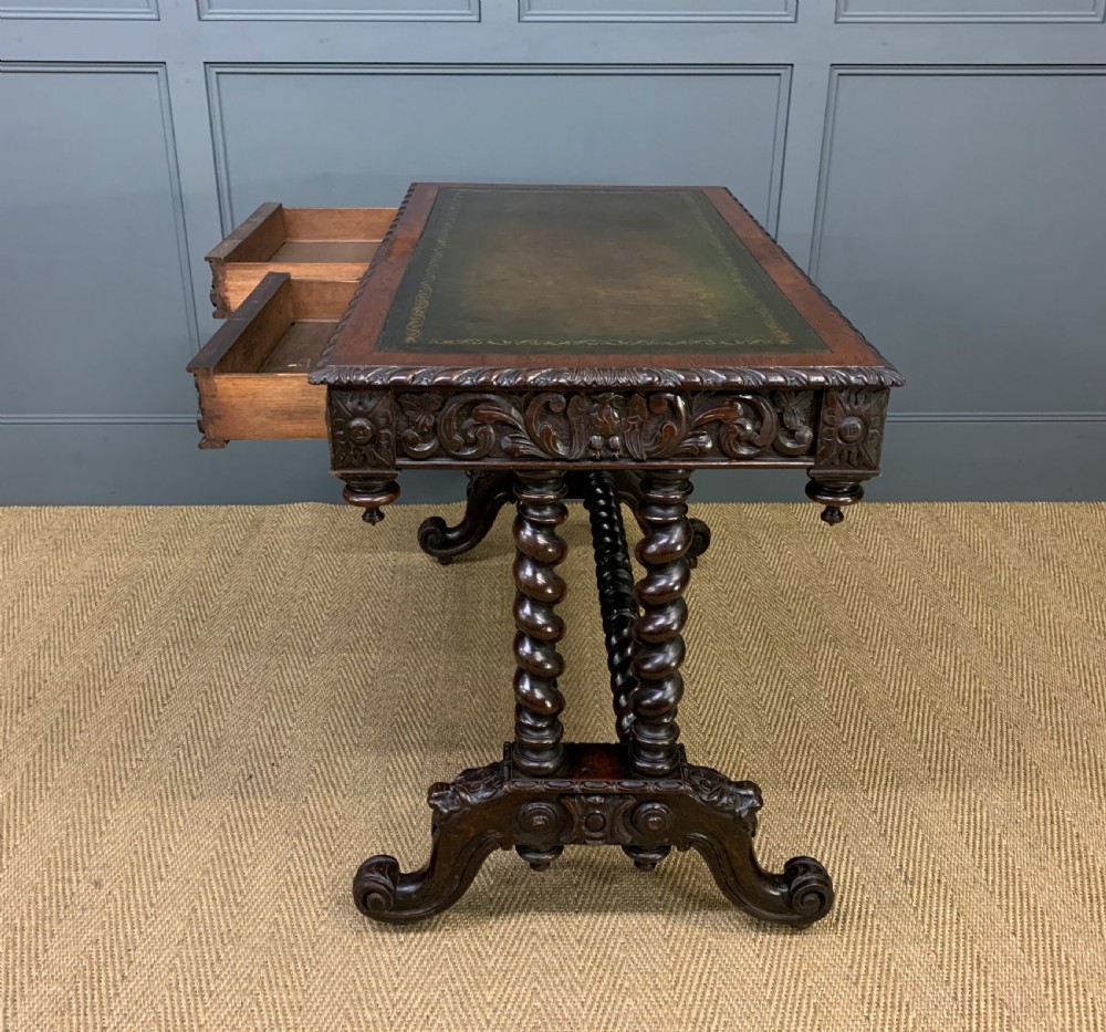 19th Century Carved Oak Table View V