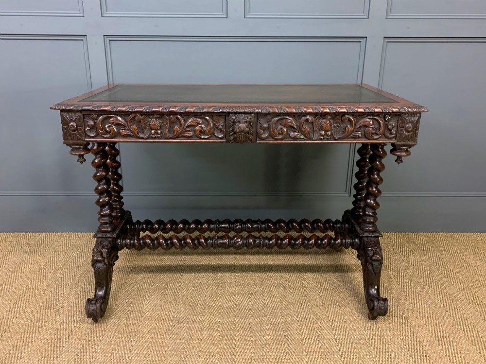 19th Century Carved Oak Table View VI