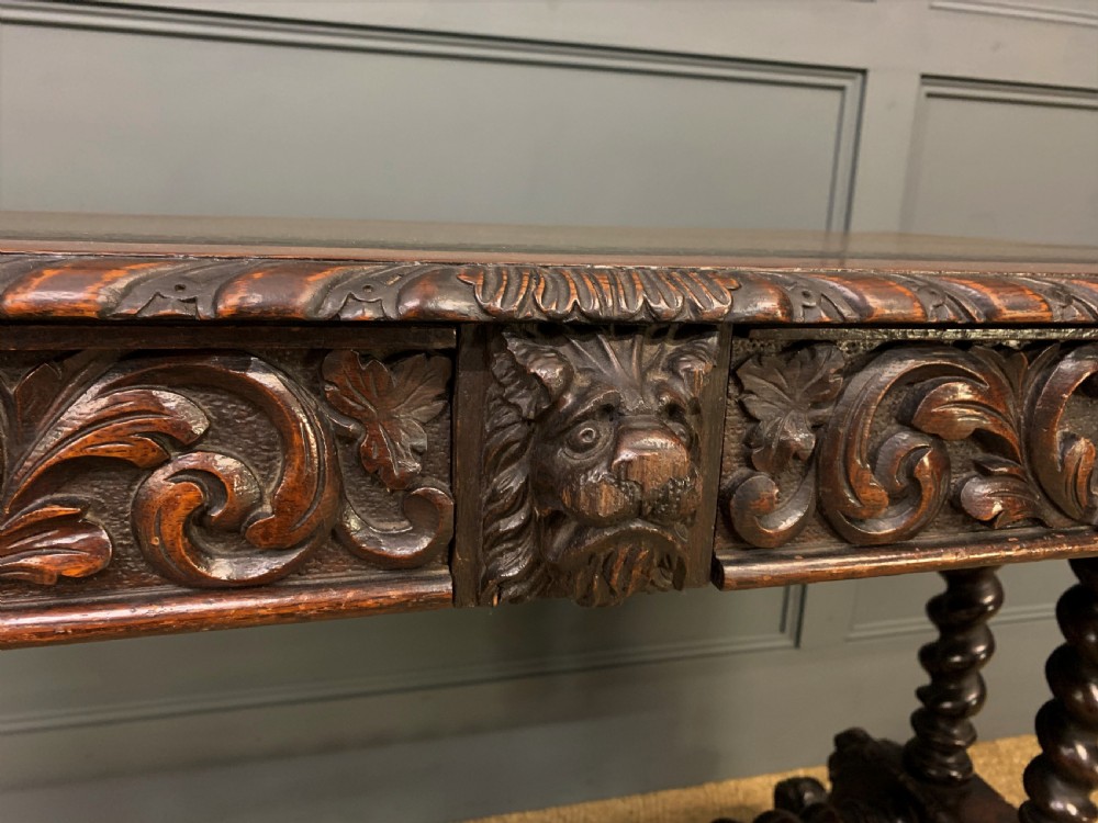 19th Century Carved Oak Table View VIII