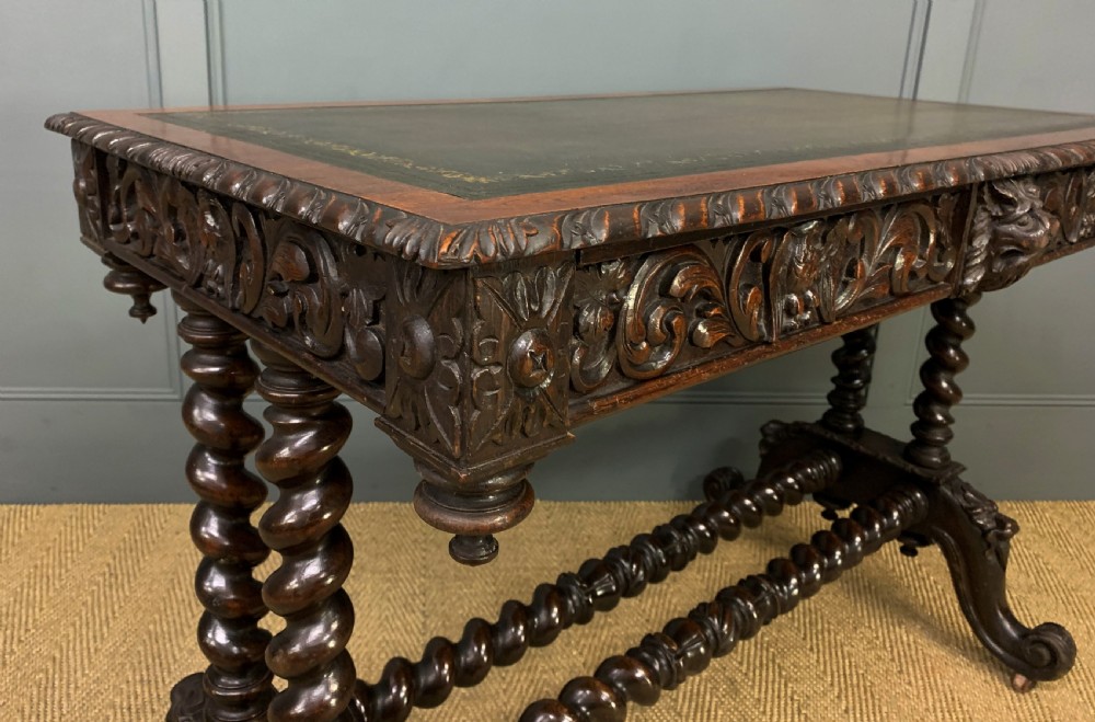 19th Century Carved Oak Table View IX