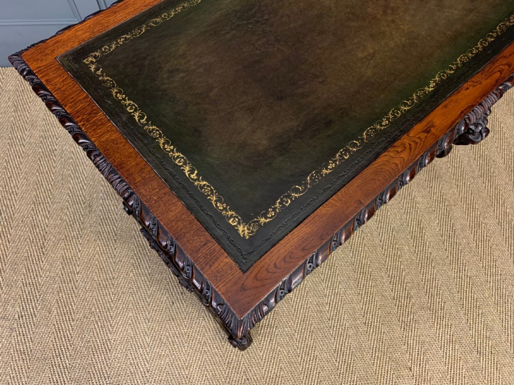 19th Century Carved Oak Table View X