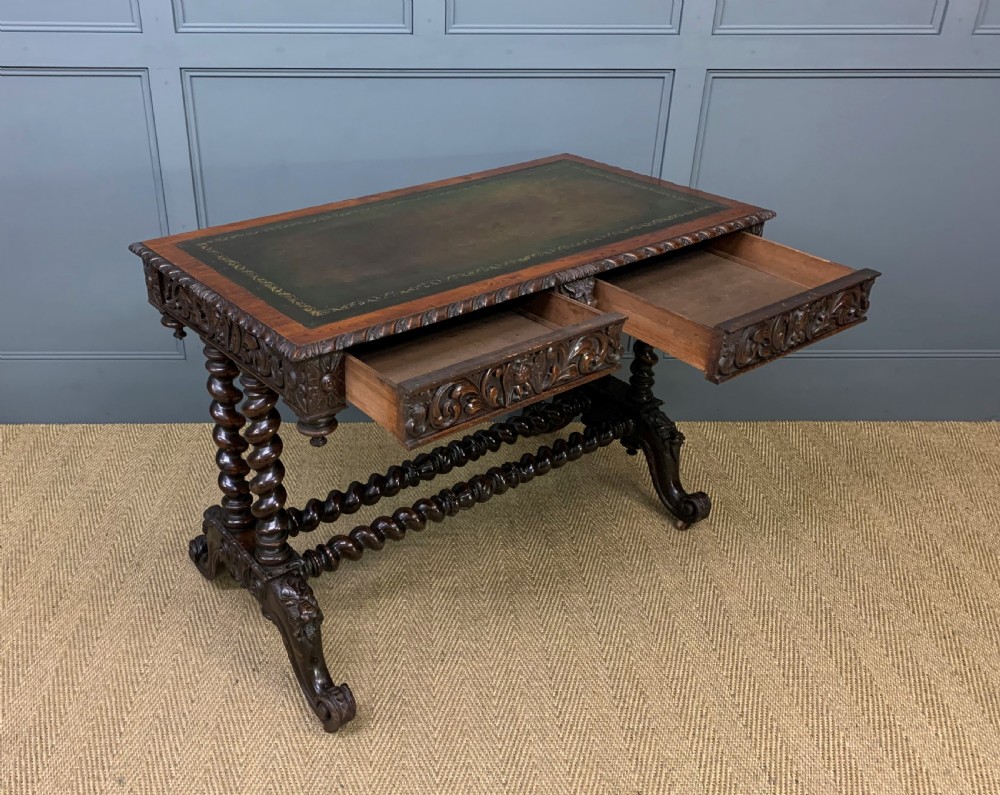 19th Century Carved Oak Table View XI