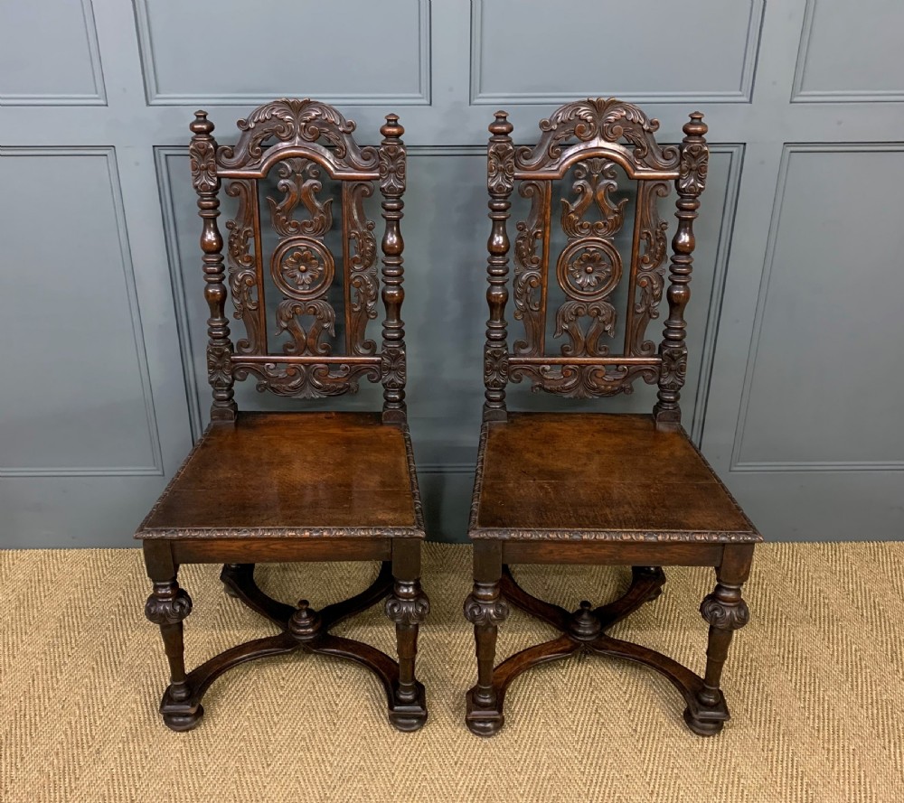Pair of 19th Century Carved Oak Chairs View II