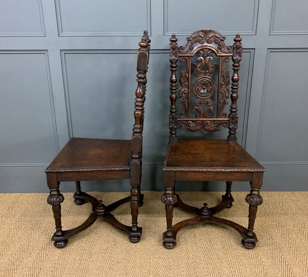 Pair of 19th Century Carved Oak Chairs View III