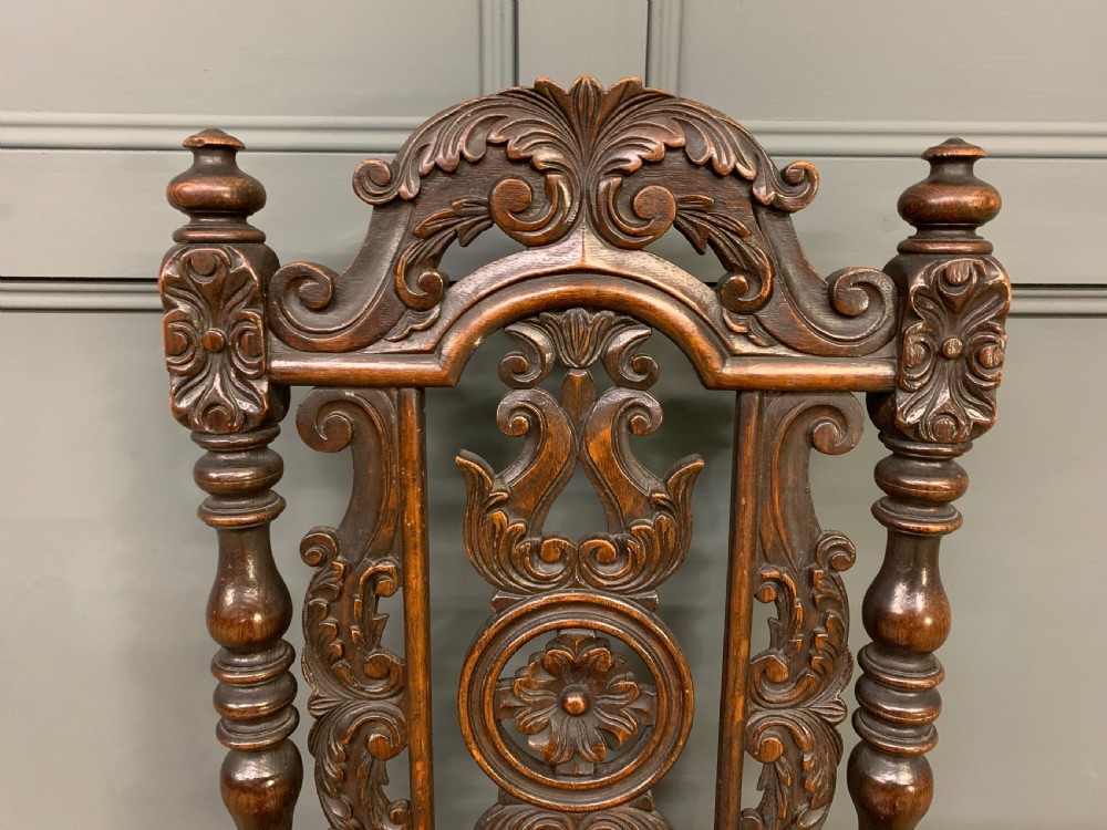 Pair of 19th Century Carved Oak Chairs View IX