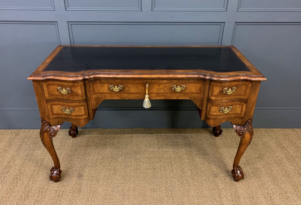 Serpentine Fronted Burr Walnut Writing Desk