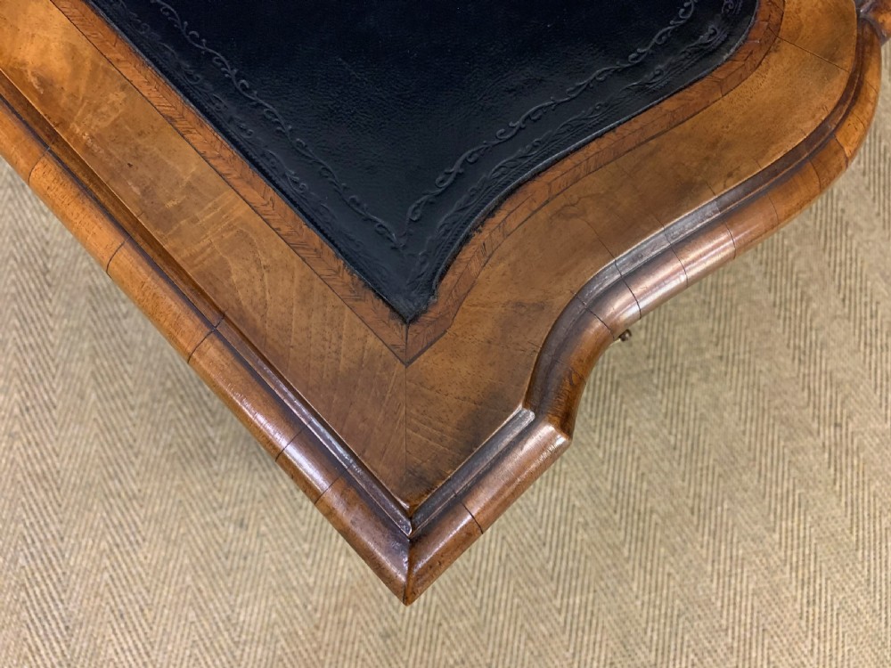 Serpentine Fronted Burr Walnut Writing Desk View XIV