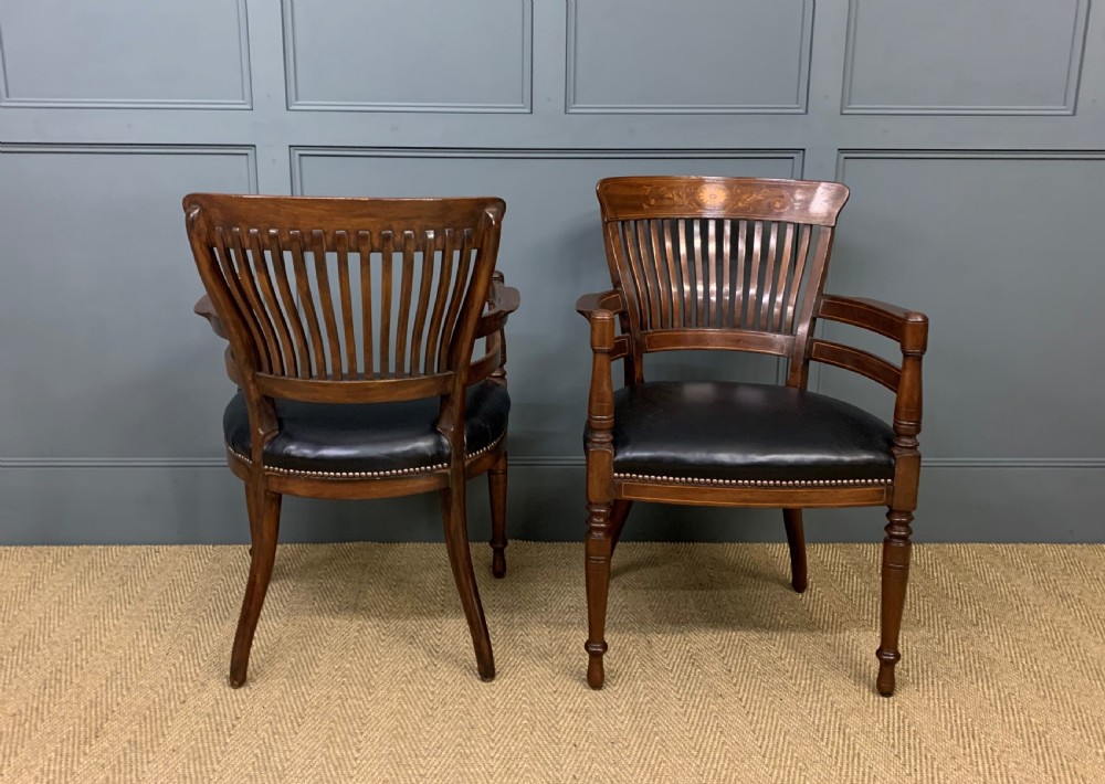 Pair of Inlaid Mahogany Desk Armchairs by Maple and Co. View IV