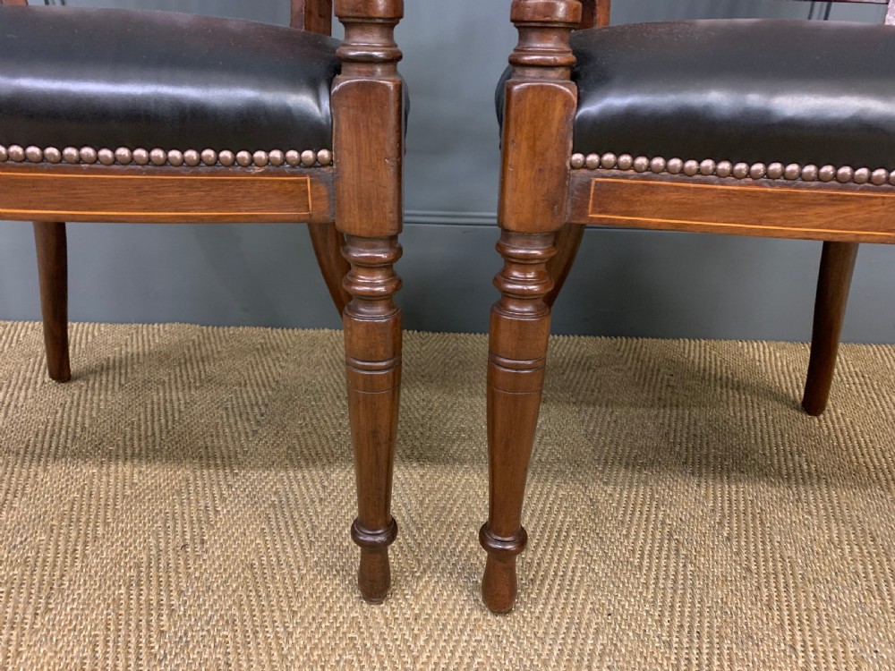 Pair of Inlaid Mahogany Desk Armchairs by Maple and Co. View VIII