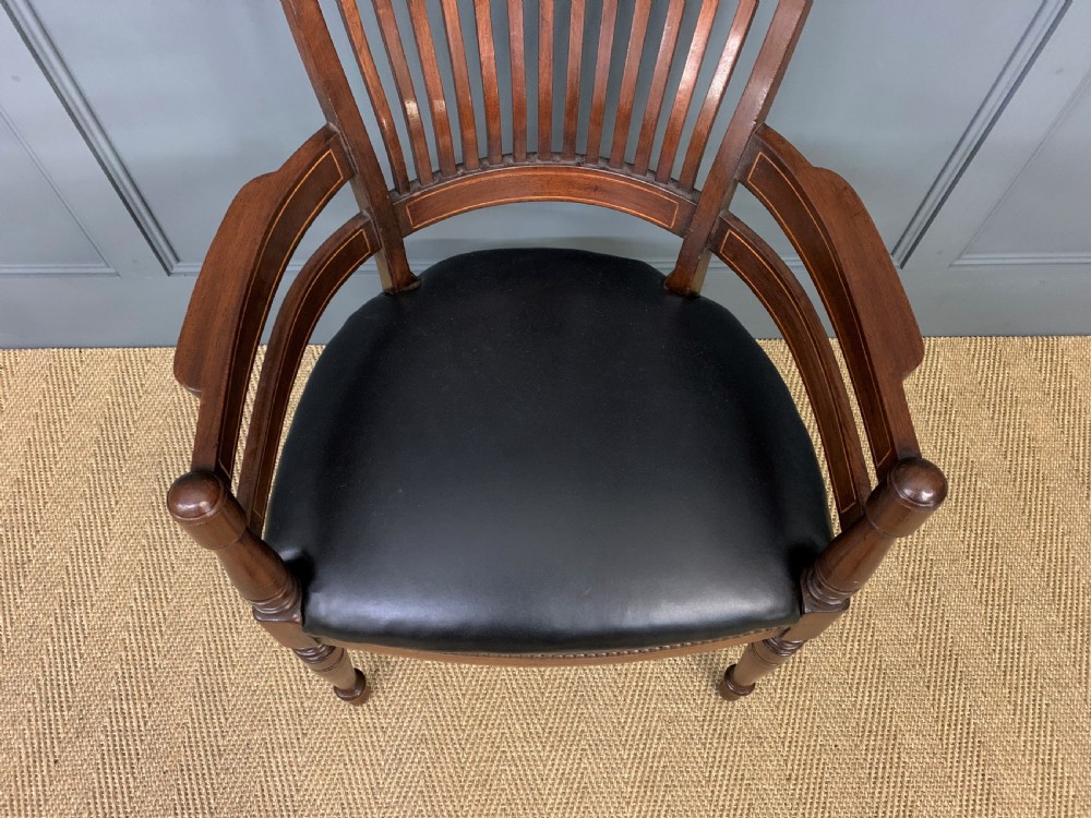 Pair of Inlaid Mahogany Desk Armchairs by Maple and Co. View X